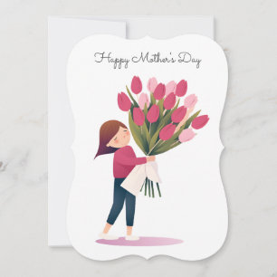 Pink Tulips For Mum Mother's Day Holiday Card