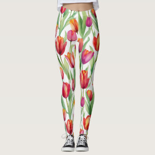 Pink Tulips for Spring Time Leggings