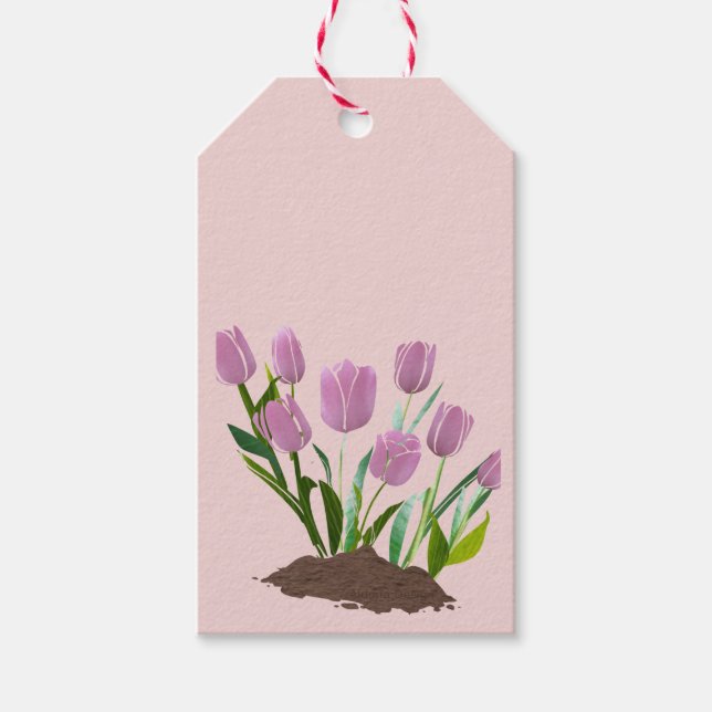 Pink Tulips Gift Tags (Front)