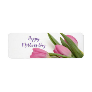 Pink Tulips Happy Mother's Day Return Address Label