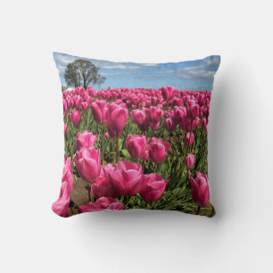 Pink Tulips in a Field, Oregon Cushion