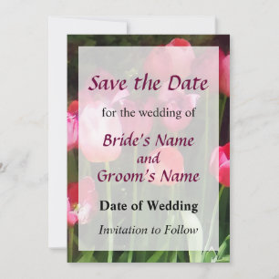 Pink Tulips in Garden Save the Date