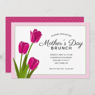 Pink Tulips   Mother's Day Brunch Invitation
