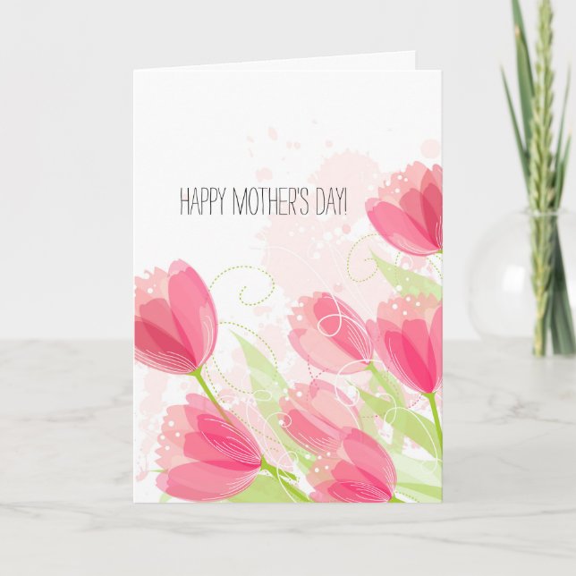 Pink Tulips Mother's Day Card (Front)