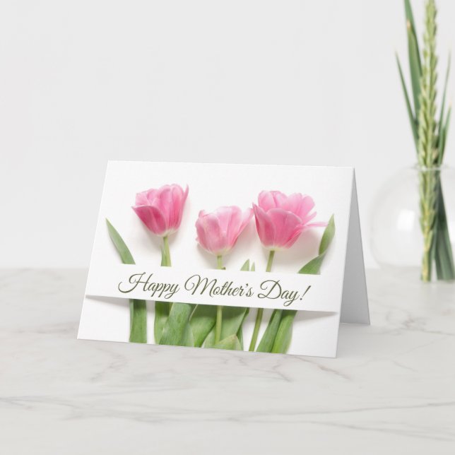 Pink Tulips Mother's Day Holiday Card (Front)
