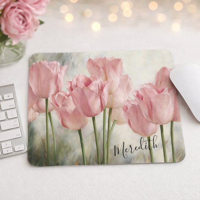 Pink Tulips Mouse Pad (Creator Uploaded)