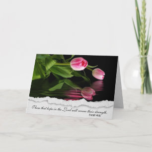Pink Tulips on Black Bible Verse  Card