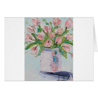 Pink Tulips Painting, Tulip Art, Textured Flowers