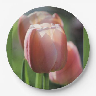 Pink Tulips Paper Plate