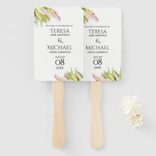 Pink Tulips Personalised Garden Wedding Hand Fan