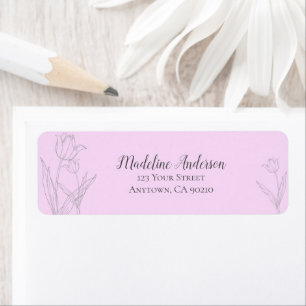Pink Tulips Silhouette   Return Address Return Address Label