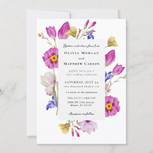 Pink Tulips Spring Floral Wedding Invitation
