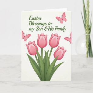Pink Tulips Springtime Family Card