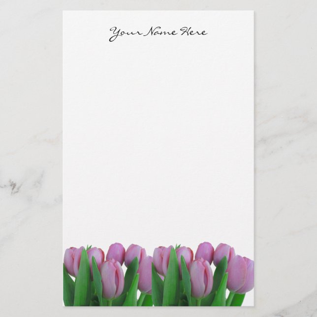 Pink Tulips Stationery (Front)