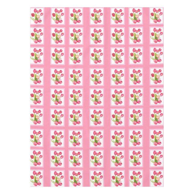 Pink tulips tablecloth (Front)
