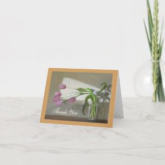 Pink Tulips Thank You Note Card