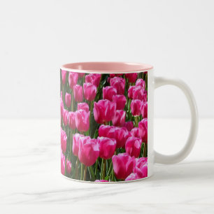 Pink Tulips Two-Tone Coffee Mug