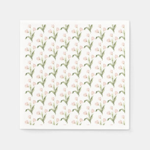 Pink Tulips Watercolors Floral Baby Shower Napkin