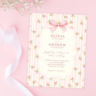 Pink tulips wedding  invitation