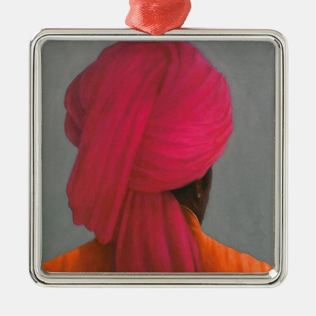 Pink Turban Metal Ornament (Front)
