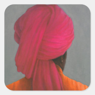Pink Turban Square Sticker