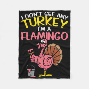 Pink Turkey Flamingo Fun Thanksgiving Animal Lover Fleece Blanket
