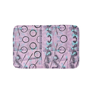 Pink, Turquoise and Black Abstract Bath Mat