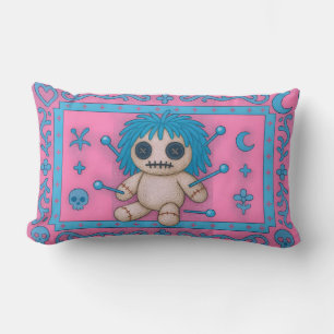 Pink + Turquoise Blue Voodoo Doll Pillow