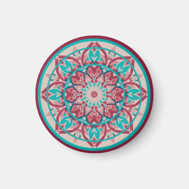 Pink & Turquoise Boho Mandala   Magnet (Front)