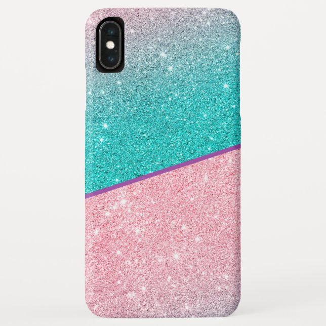 Pink & turquoise glitter geometric design Case-Mate iPhone case (Back)