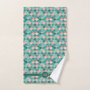 Pink Turquoise Gold Pattern Elegant Personalised Hand Towel
