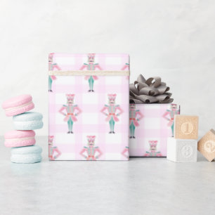 Pink Turquoise Nutcracker Ballet Christmas  Wrapping Paper