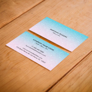 Pink & Turquoise Ombre Faux Glitter Business Card