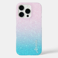 Pink & Turquoise Ombre Faux Glitter