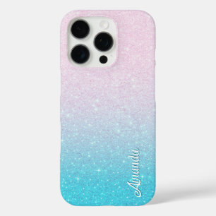 Pink & Turquoise Ombre Faux Glitter iPhone 16 Pro Case
