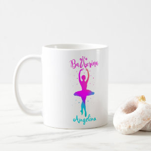 Pink Turquoise Personalised Ballerina Coffee Mug