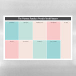 Pink Turquoise Practical Big Weekly Meal Planner Magnetic Dry Erase Sheet<br><div class="desc">Big weekly meal planner for your fridge in soft shades of pink and turquoise. Practical weekly schedule for your meal planning in a pastel inspired and clean design with all the days of the week along with a box for groceries in need of buying and a box where you can...</div>
