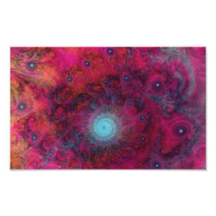 PINK & TURQUOISE PSYCHEDELIC FRACTAL ART PHOTO PRINT