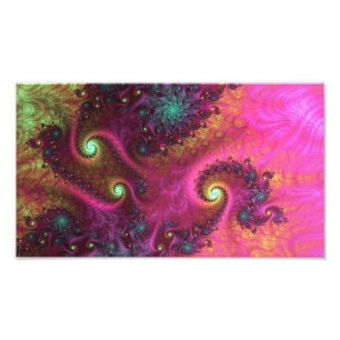 PINK & TURQUOISE PSYCHEDELIC FRACTAL ART PHOTO PRINT