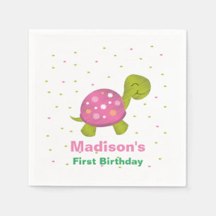 Pink Turtle Confetti Party Napkin