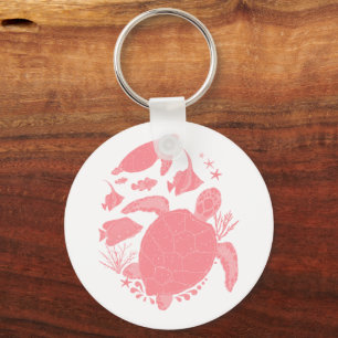 Pink Turtle Key Ring