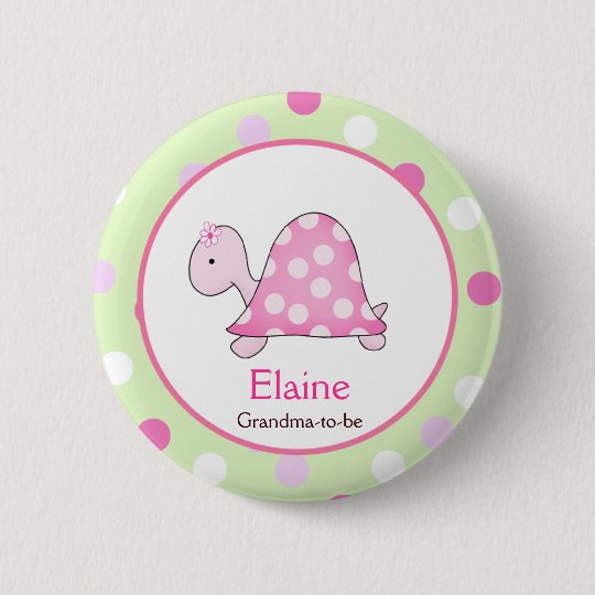 Pink Turtle NAME TAG Custom Button