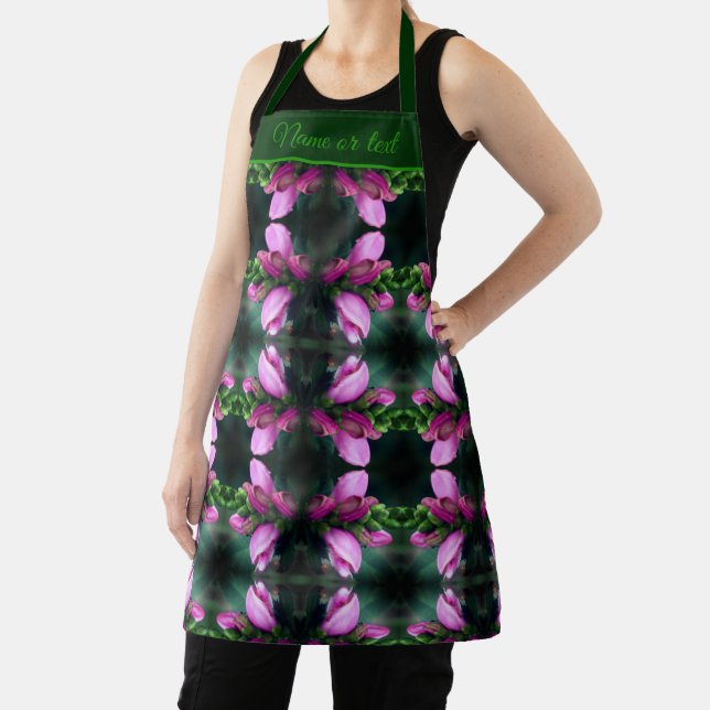 Pink Turtlehead Flower Abstract Personalised Apron (Insitu)