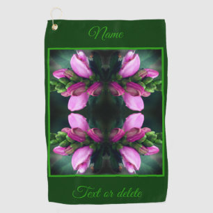 Pink Turtlehead Flower Abstract Personalised Golf Towel