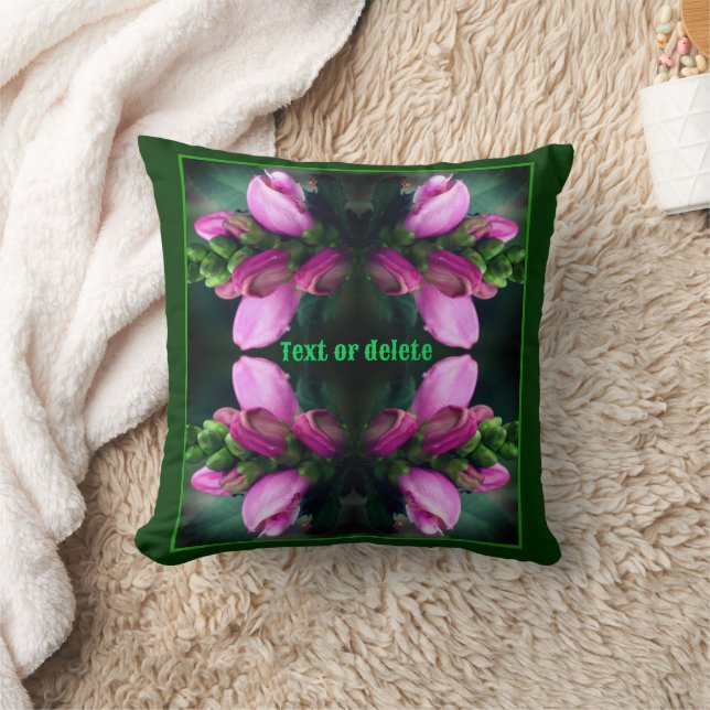 Pink Turtlehead Flower Close Up Personalised Cushion (Blanket)