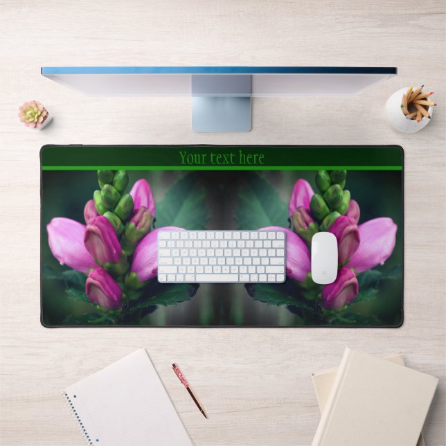 Pink Turtlehead Flower Close Up Personalised Desk Mat (Office 1)