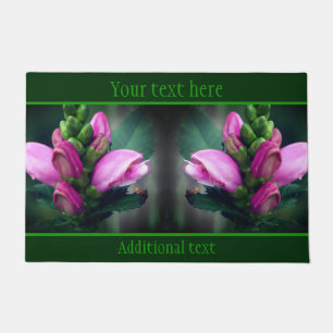 Pink Turtlehead Flower Close Up Personalised Doormat
