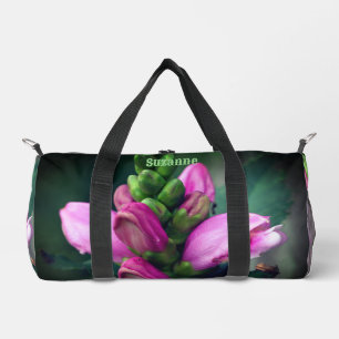 Pink Turtlehead Flower Personalised Duffle Bag