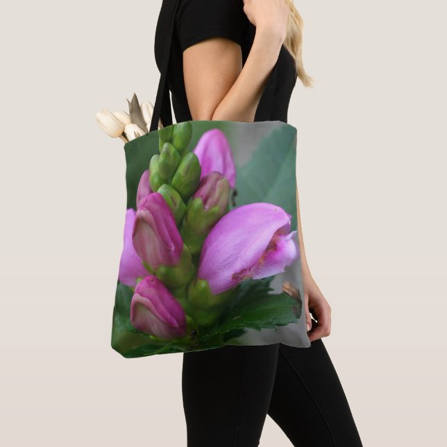 Pink Turtlehead Flower  Tote Bag (Close Up)