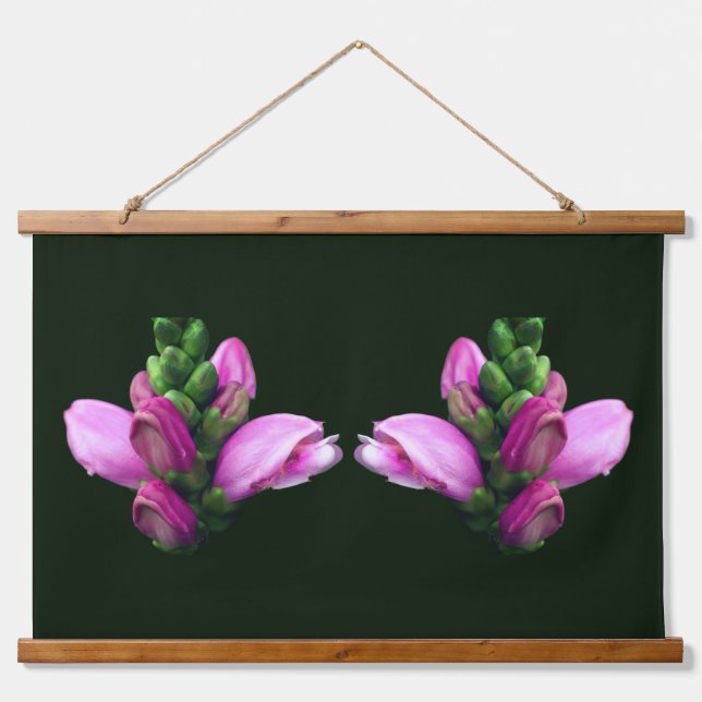 Pink Turtlehead Flower Twins  Hanging Tapestry (Front)